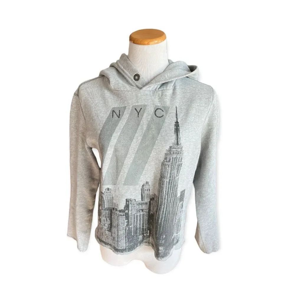 Womens Brooklyn Calling NYC Empire State Raw Hem Hoodie Sweatshirt  - Sz S